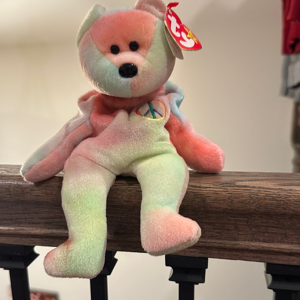 Ty Multicolor Peace Bear Plush